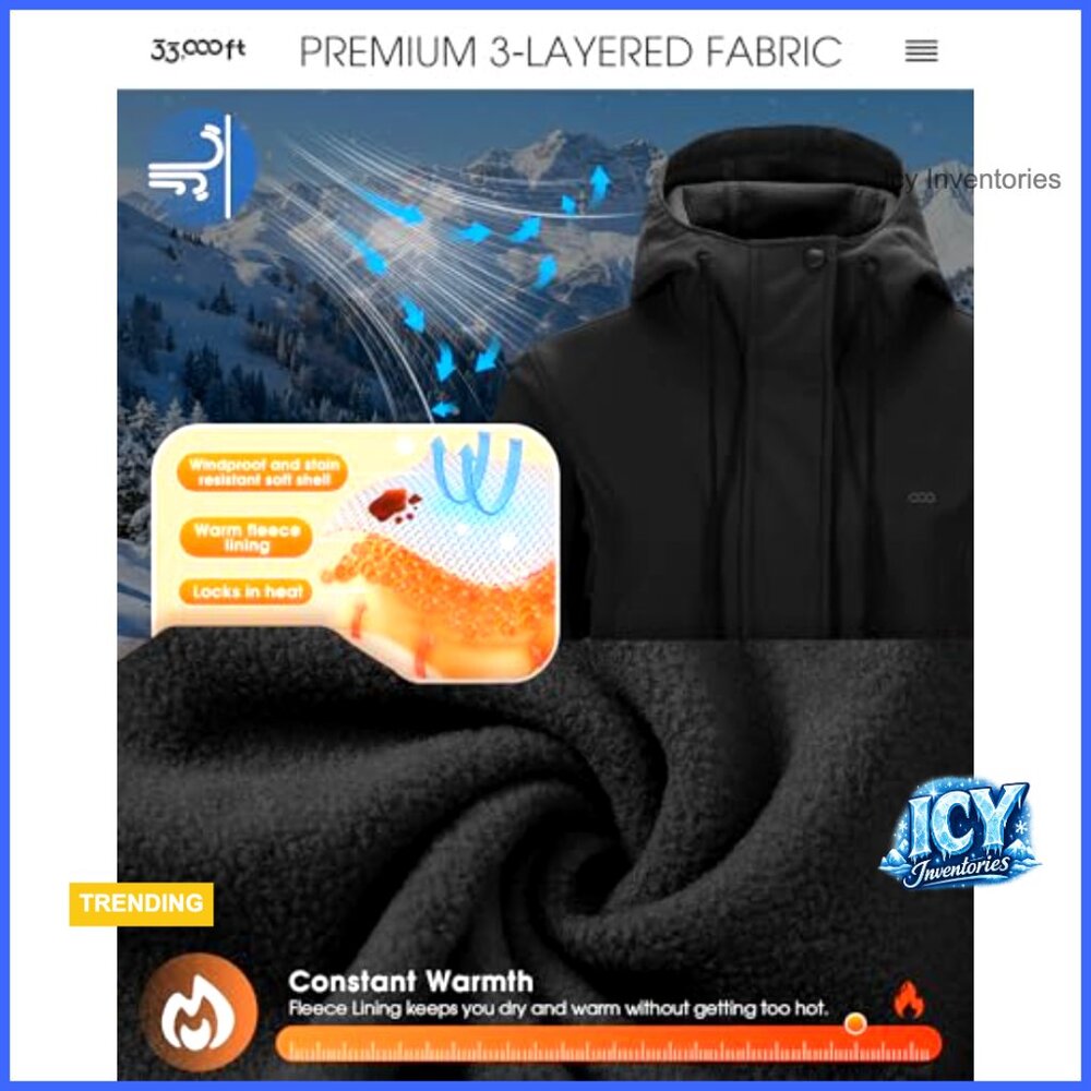 Fleece Lined Softshell Long Jacket Windproof Wate… - image 6